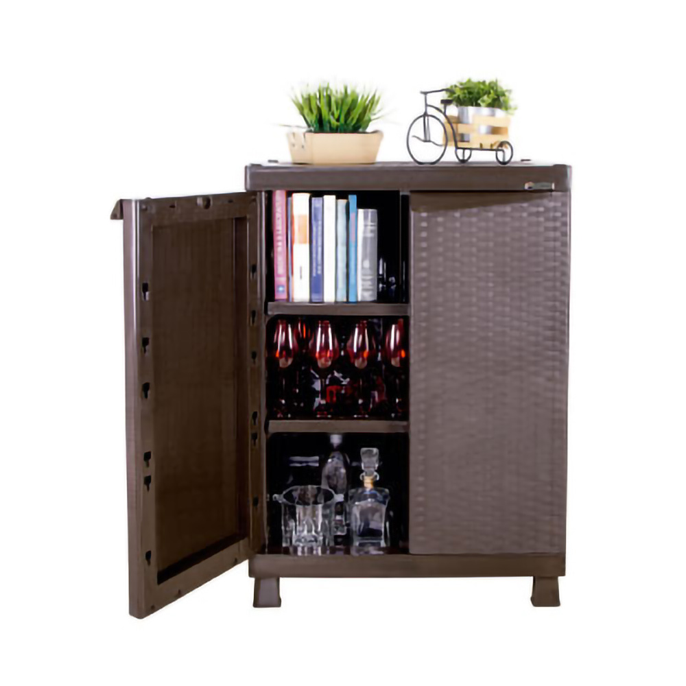 ARMARIO MEDIANO RATTAN - GRIS HIELO