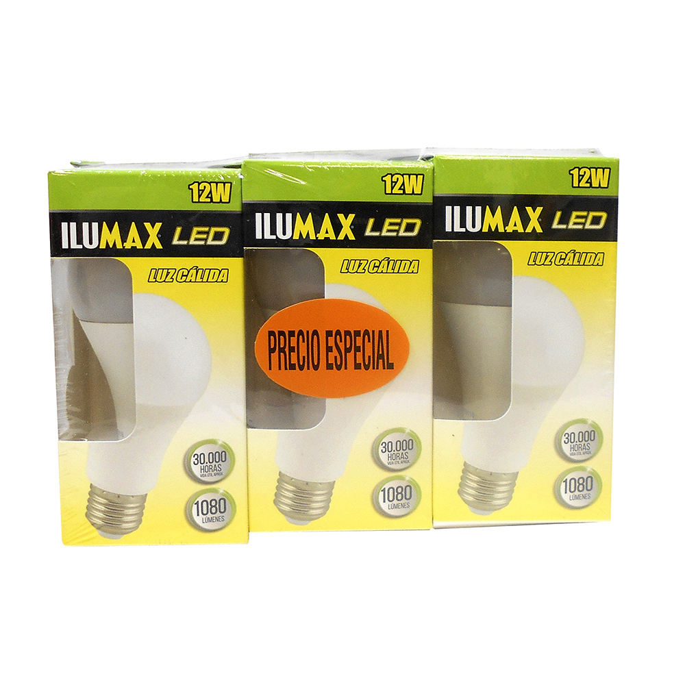 BOMBILLO 12W LED 3 PZ 30M LUZ CDA ILUMAX