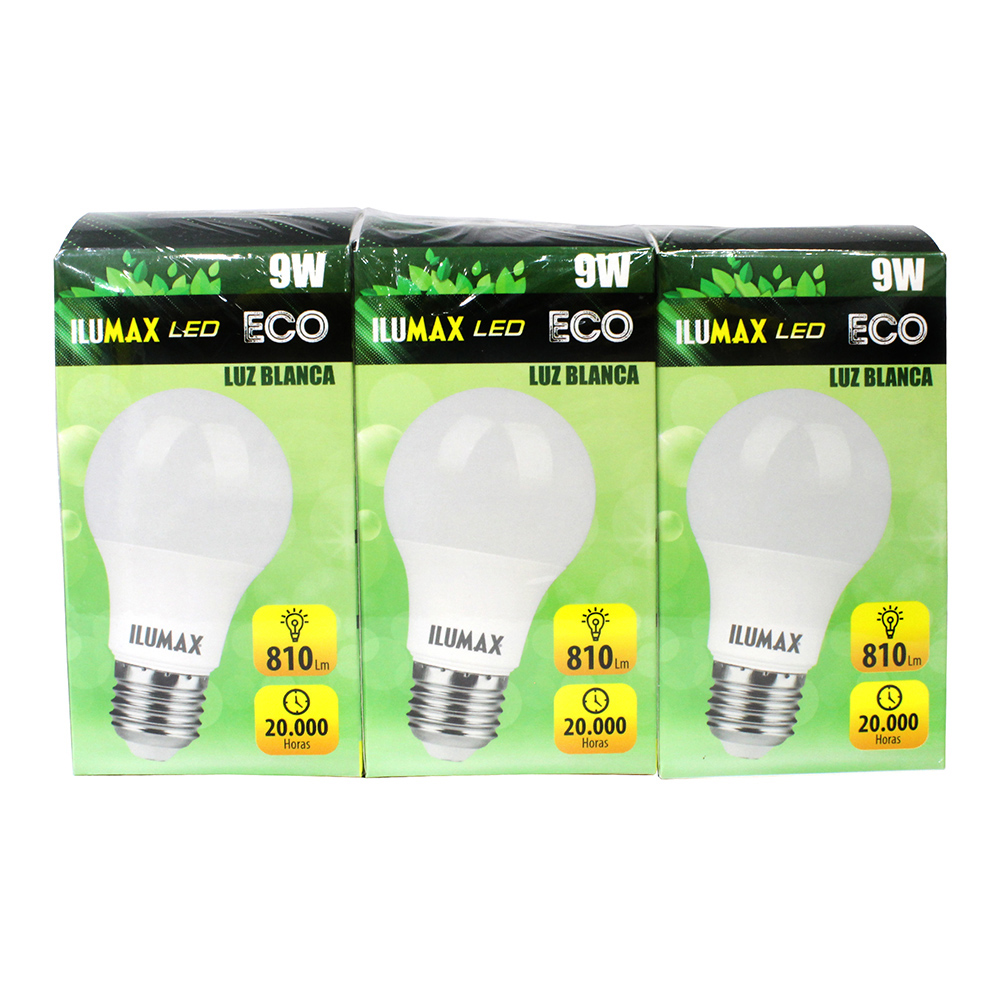 BOMBILLO 9W LED X 3 LUZ BCA ILUMAX ECO