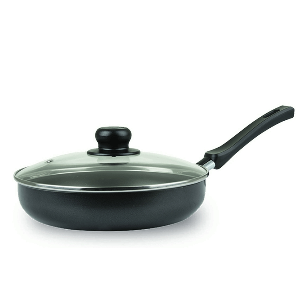 CACEROLA 14 CM ALIADA MANGO + TAPA VIDRIO UNIVERSAL  
