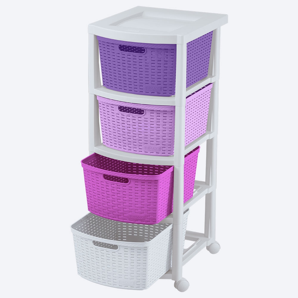 CAJONERO RATTAN 4G LIL/ROS/FUC RIMAX