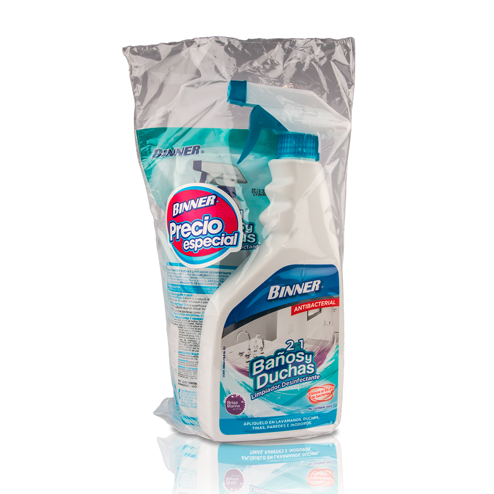 LIMPIADOR DESINFECTANTE BAÑOS Y DUCHAS + REPUESTO 500ML  (202972)