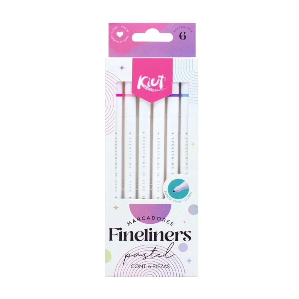 MARCADOR FINELINERS PASTEL X 6 KIUT