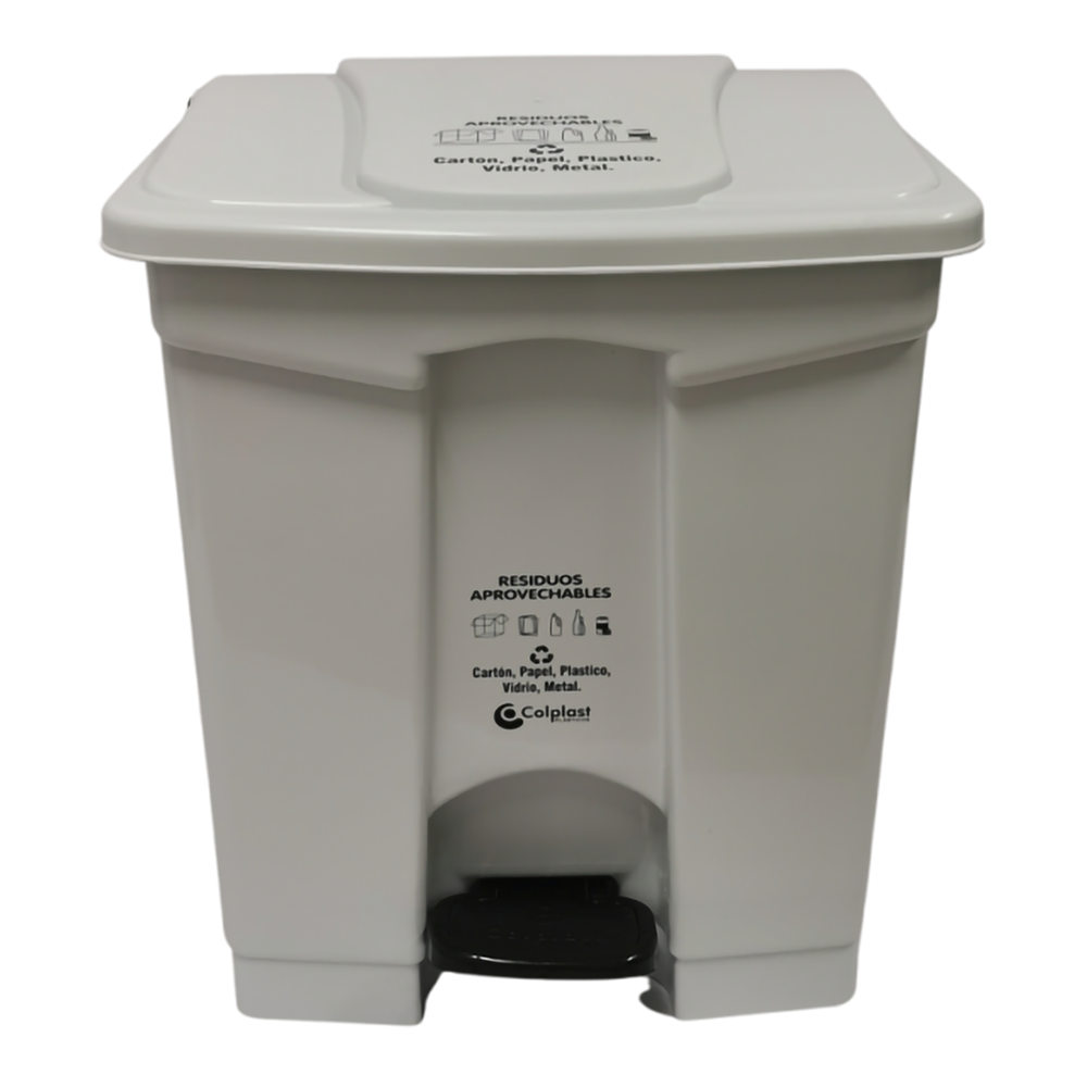 PAPELERA PEDAL 60L CUAD BLANCA COLPLAST