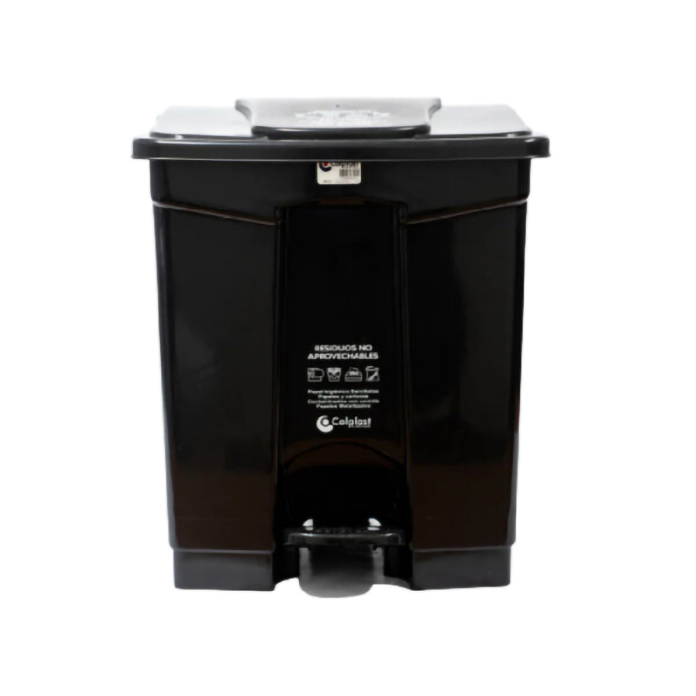 PAPELERA PEDAL 60L CUAD NEGRO COLPLAST