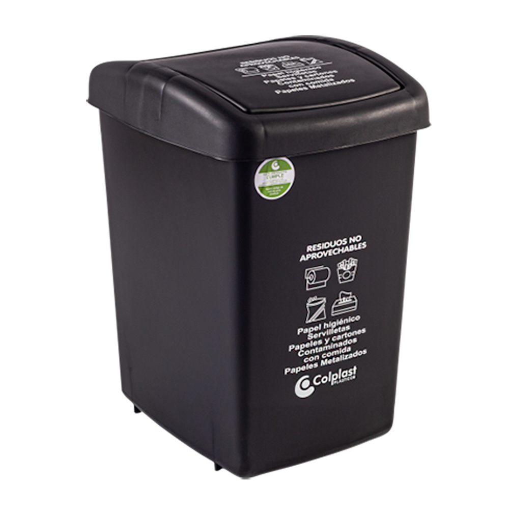 PAPELERA PLANA 36 LT NEGRO COLPLAST