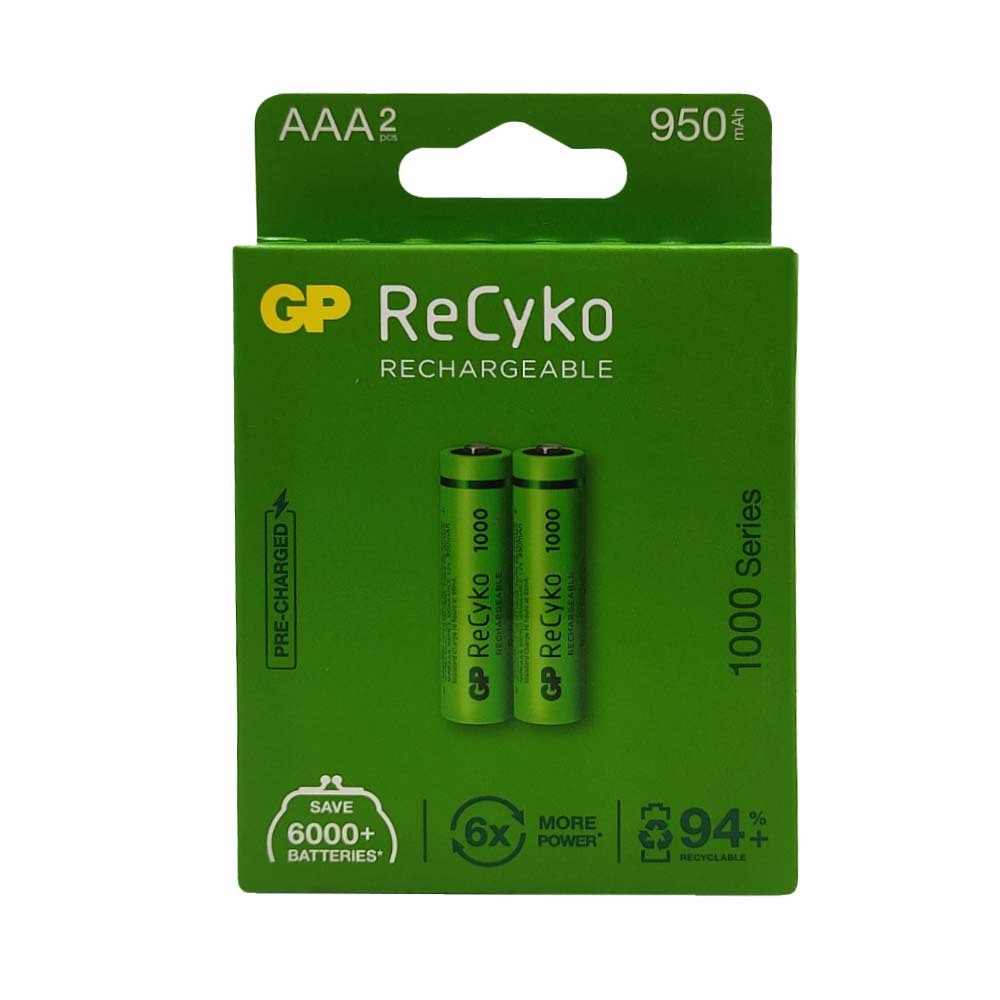 PILA RECARGABLE X 2 GP 1.2V  AAA 1000 MAH RECIKO (GP100AAAHC-C2K)