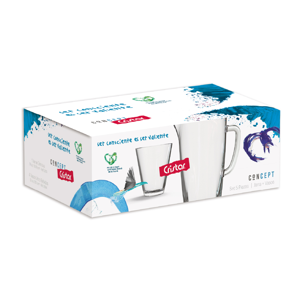 SET VITRO 5 PZ JARRA+4 VASO 9621 CRISTAR