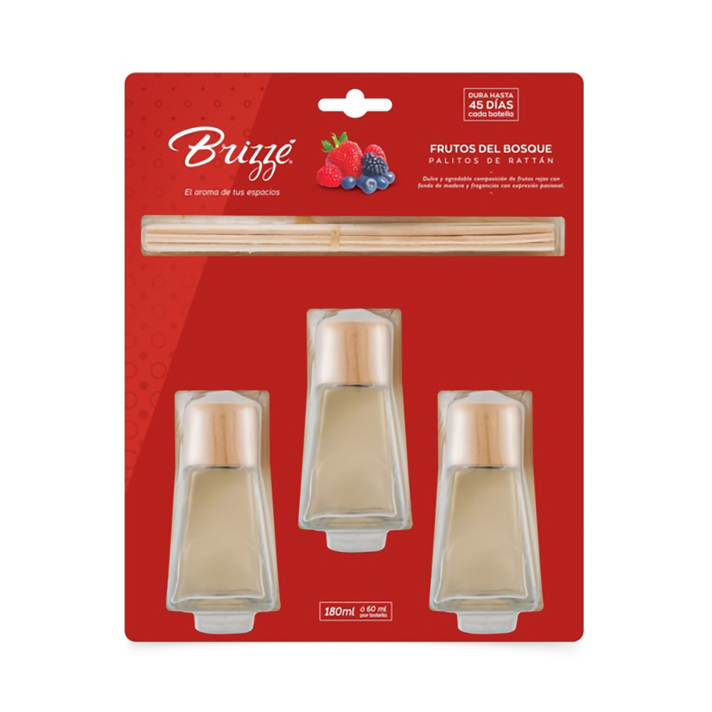 TRIPACK PALITOS DE RATTAN FRUTOS DEL BOSQUE 180ML BRIZZE