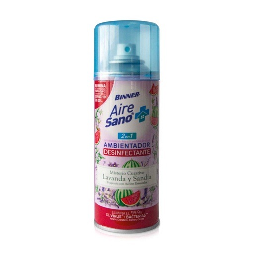 [16480] AMBIENTADOR  DESINFECTANTE  BINNER SANO LAVANDA/SANDIA 250ML (207148)