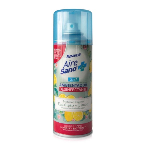 [16483] AMBIENTADOR  DESINFECTANTE BINNER SANO EUCALIPTO LIMON 250ML (207147)