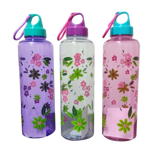 [16671] BOTELLA CARAMANOLA 24 OZ TAPA MOSQUETON ESTAMPADO COLORES SURTIDOS FANTIPLAS