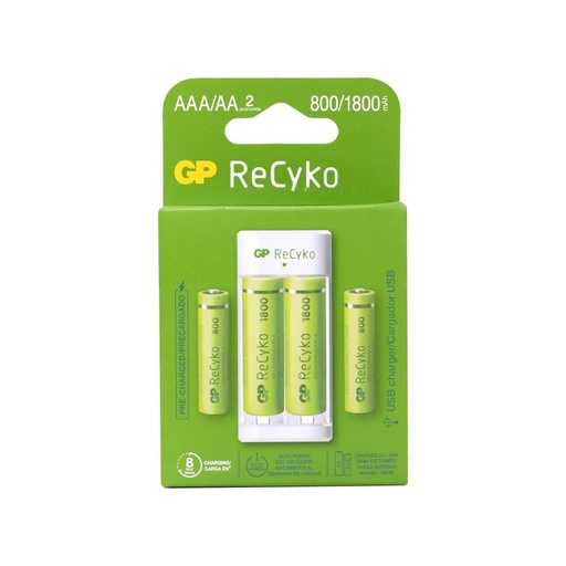 [16224] CARGADOR PILA GP USB CON 4 PILAS E211(2 PILAS AA 1800MAH - 2 PILAS AAA 800MAH)(GPPBE211US180/80-C2)