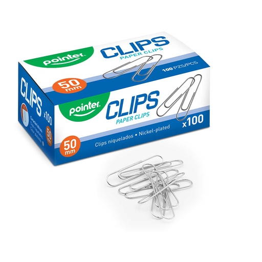 [17535] CLIPS METALICOS 50 MM 100 UNIDADES POINTER