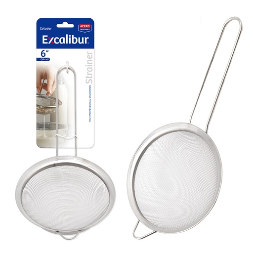 [17506] COLADOR 6 PULG ACERO MANGO LARGO EXCALIBUR