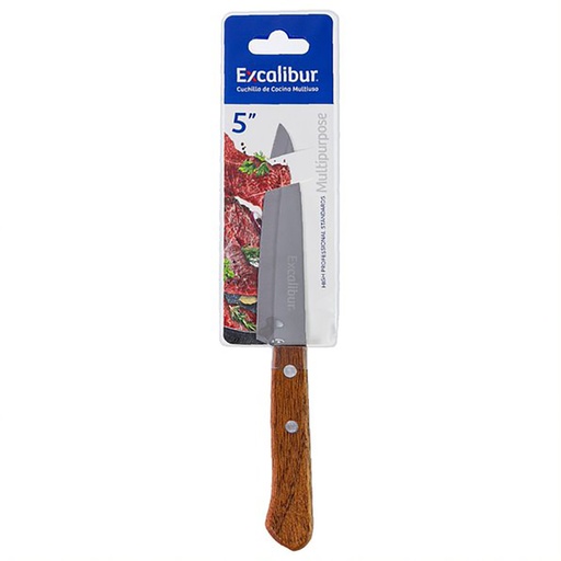[17465] CUCHILLO 5 COCINA INOX MANGO MADERA EXCALIBUR