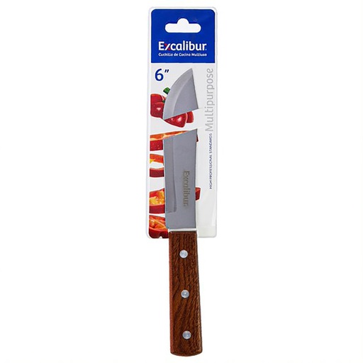 [17462] CUCHILLO 6 MULTIUSOS INOX MANGO MADERA EXCALIBUR