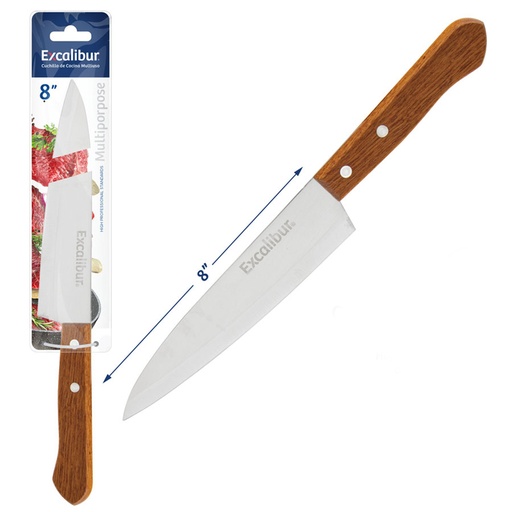[17468] CUCHILLO 8 COCINA INOX MANGO MADERA EXCALIBUR