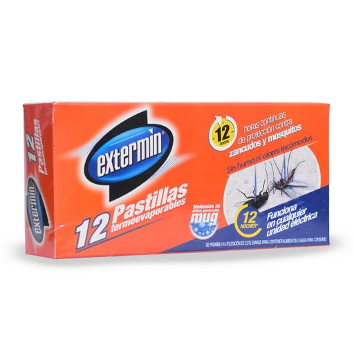 [19405] INSECT EXTERMIN PASTILLAS TERMOEVAPORABLES CAJA X 12