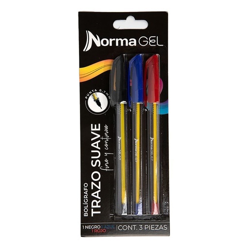 [18507] LAPICERO GEL 1 NEG/ 1AZ/ 1ROJO NORMA