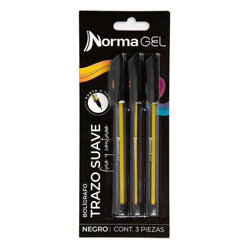 [18506] LAPICERO GEL NEGRO X 3 NORMA