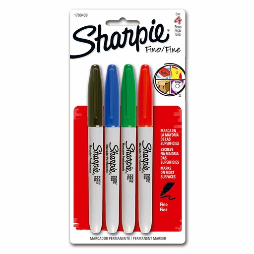 [19845] MARCADOR SHARPIE FINE X 4 SURT NEWELL
