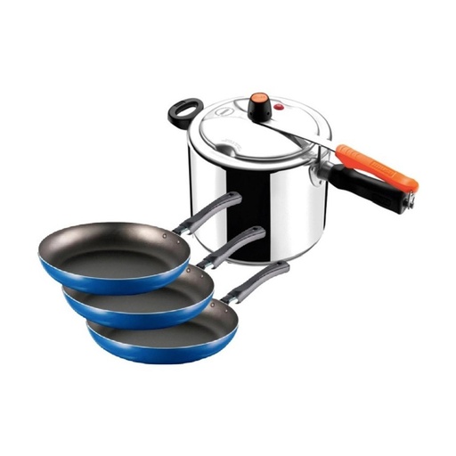 [16899] OLLA PRESION 7,0 LTS SECURY + JUEGO SET X 3 SARTEN IMUSA