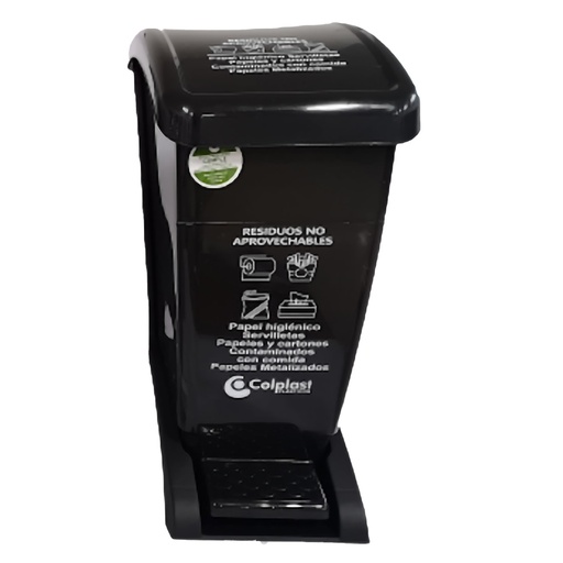 [19370] PAPELERA 30 LT PEDAL NEGRA COLPLAST
