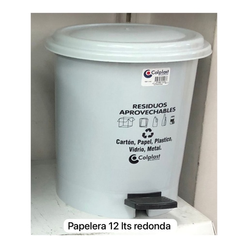[19393] PAPELERA PEDAL 12 LT RED BLANCA COLPLAST