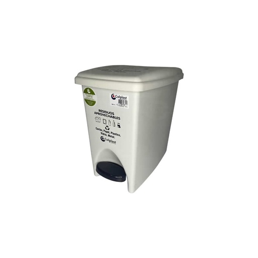 [19368] PAPELERA PEDAL 12LT RECT BLANCO COLPLAST