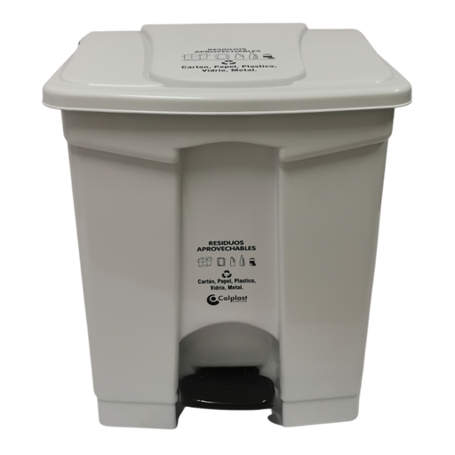 [19362] PAPELERA PEDAL 60L CUAD BLANCA COLPLAST