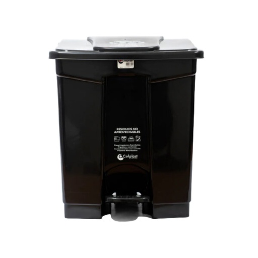 [19363] PAPELERA PEDAL 60L CUAD NEGRO COLPLAST