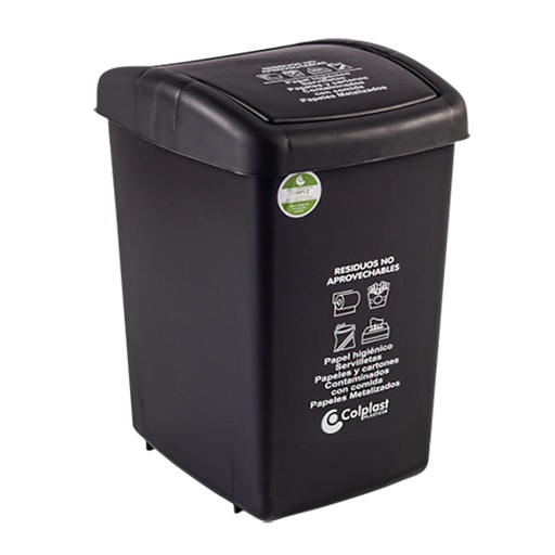 [19380] PAPELERA PLANA 36 LT NEGRO COLPLAST