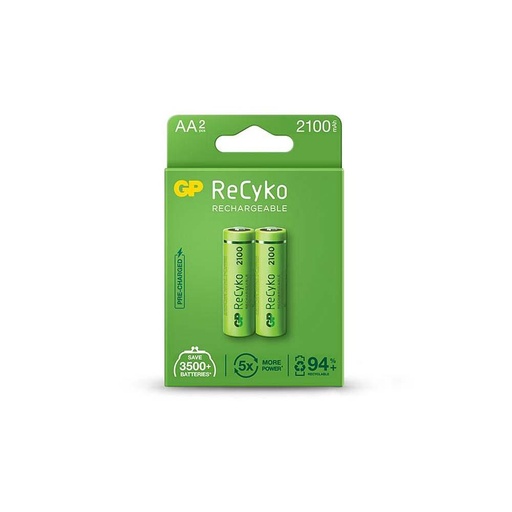 [16221] PILA RECARGABLE X 2 GP 1.2V AA 2100 MAH RECYKO (GP210AAHC-C2K)
