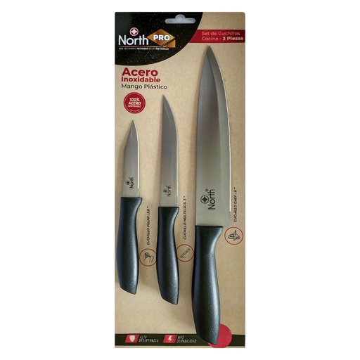 [18842] SET 3 CUCHILLOS COCINA PRO NORTH
