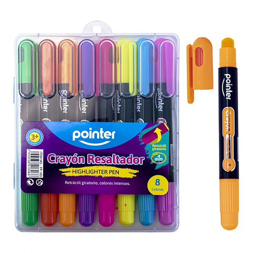 [17554] SET CRAYON RETRACTIL 8 PZ COL SUR POINTER