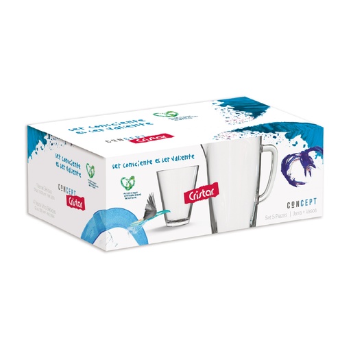 [19204] SET VITRO 5 PZ JARRA+4 VASO 9621 CRISTAR