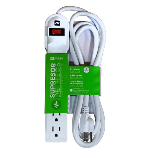 [12309] TOMA MULTIPLE MTEK 6 SALIDAS SUPRESOR DE PICOS 450 JOULES (TRONEX MTSE-6CSB)