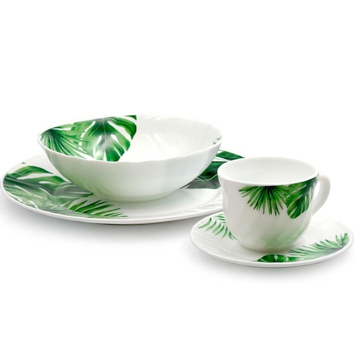 [16682] VAJILLA 4 X 16 DECORADA VITROCERAMICA SELVA HOME ELEMENTS